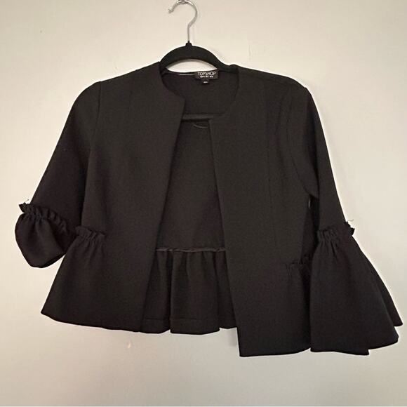 Topshop Cropped Ruffle Jacket 2 - Picture 3 of 10